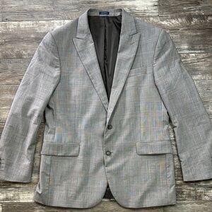 Stafford Gray Plaid Men Blazer , 44 Regular Classic Fit